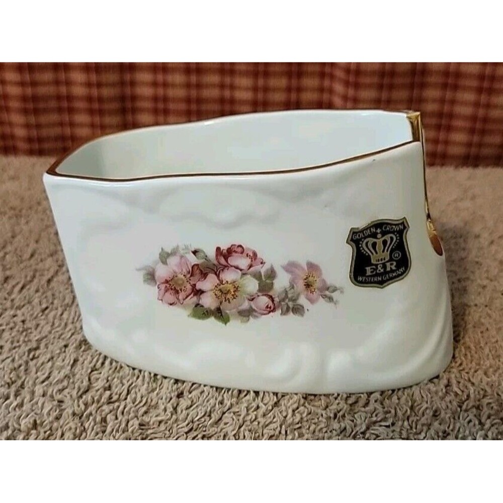 Vtge Gerold Porzellan Bavaria West Germany Spoon Rest Utensil Holder Wild Rose